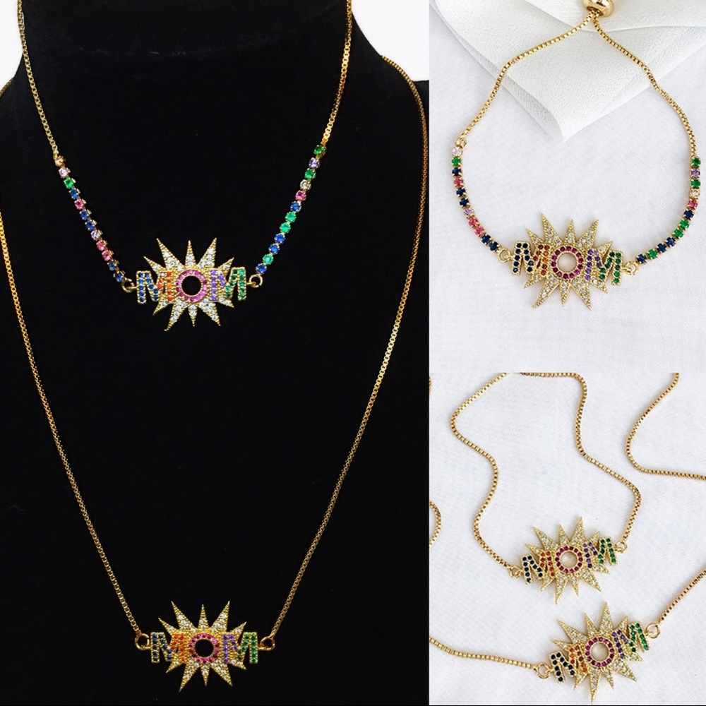 Charming Small Star “Mom” Necklace/Bracelet set